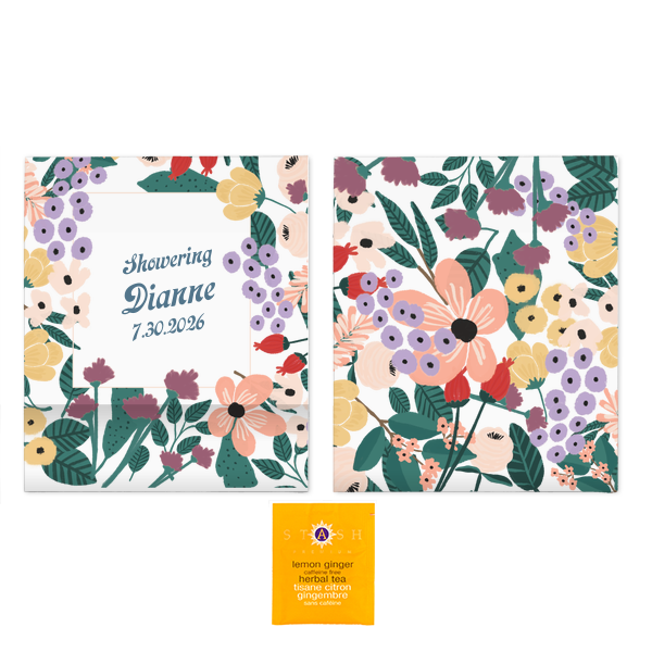 Our floral tea bag favor will be a unique party favor to give out at any event! The hand drawn floral photo tea favor is adorned with hand drawn flowers, which will be a beautiful party favor to give at your summer party. 