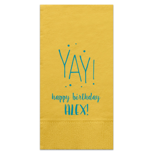 ForYourParty's chic Sunflower Cocktail Napkin with Satin Teal / Peacock Foil Color has a Yay graphic and is good for use in Words themed parties and couldn't be more perfect. It's time to show off your impeccable taste.