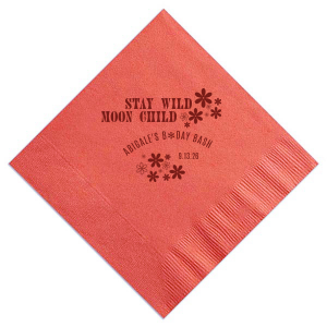 If you are planning a 70s birthday party, these custom napkins are a must. The retro style is perfect for a disco birthday party. Stay wild moon child!
