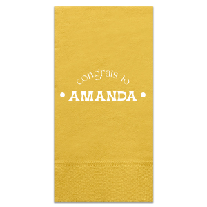 Celebrate the grad with the Congrats To The Graduate Napkin! Featuring arched text declaring a congratulatory message to the honoree, you can personalize this napkin with your name for a graduation party. 
