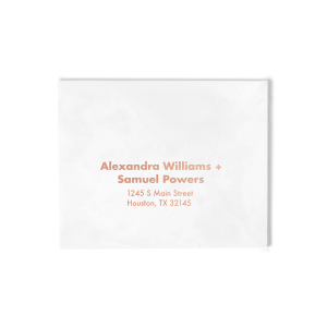 The ever-popular Shiny Rose Gold RSVP Envelop with Shiny Rose Gold Foil will look fabulous with your unique touch. Your guests will agree!