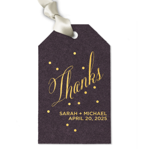 Editable Black and Gold Party Decorations • Thank You Gift Tags • Adul