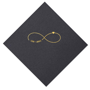 Love is forever! This adorable custom cocktail napkin is perfect for your wedding or engagement party. Show your partner your infinite love with this infinity sign custom cocktail napkin.