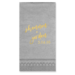 Infuse your wedding with whimsy using the Script Names and Date Wedding Napkin, featuring names in a spirited script, plus the event date. A vibrant choice for couples celebrating their joyous union.