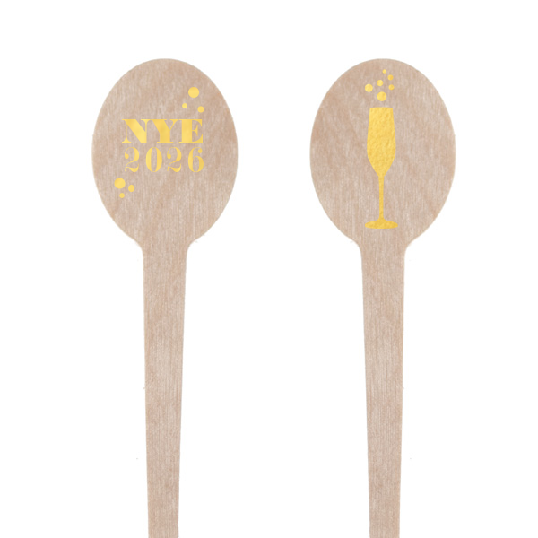 Add a pop of festivity to your New Year's toast with the NYE Champagne Stir Stick. Celebrate the countdown with 'NYE' and the year amidst lively bubbles, while a chic champagne flute on the back promises a sparkling start to the year ahead.