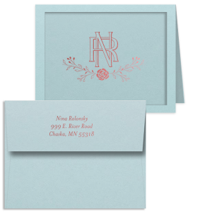 Craft your correspondence with the Entwined Initials Note Card With Envelope, where artistry abounds in delicately woven initials poised above an elegant floral flourish. This note card embodies sophistication, turning every message into a canvas of personal expression