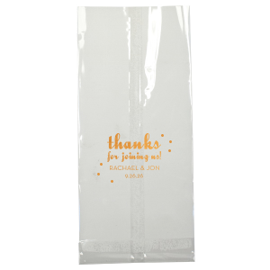 Send off your guests with cheer using the Thanks for Joining Us Gift Bag. A lively 'thanks' takes center stage, dotted with sparkle for extra joy, while your names and date make each bag a personal gesture of gratitude