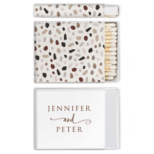 Our beautiful custom White Mini Custom Photo Matchbox with Matte Chocolate Ink Digital Print Colors and Matte Slate Gray Ink Digital Print Colors will add that special attention to detail that cannot be overlooked.