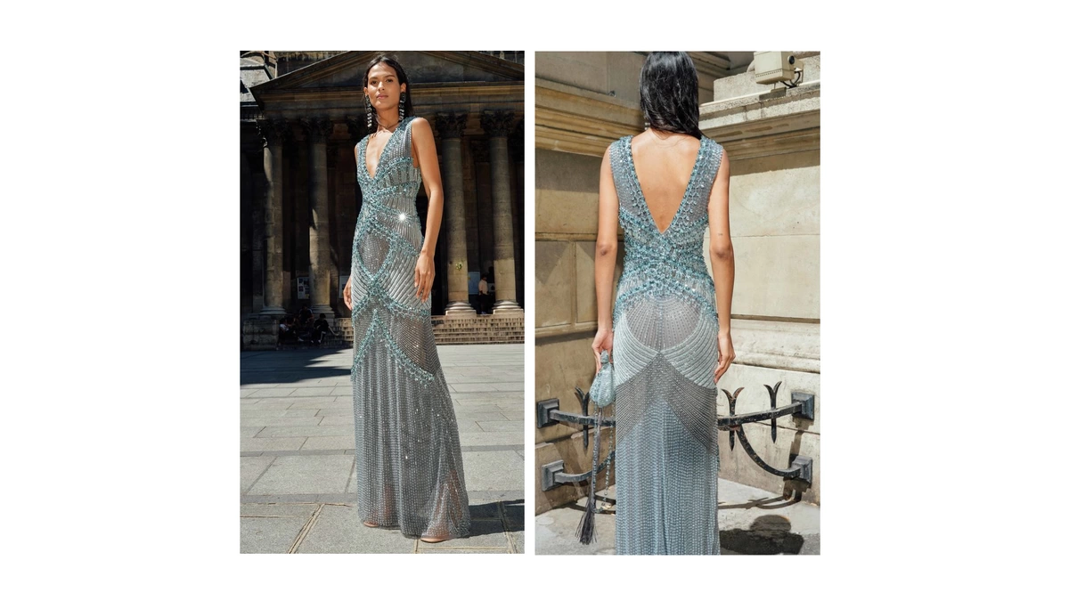 Cucclelli Shaheen Iridescent Macrame Dress for 2020 Wedding Dress Trends