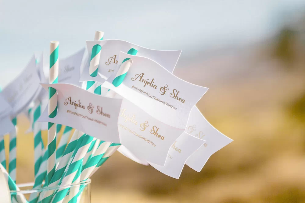 boho desert wedding custom printed straw tags
