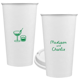 Add a splash of fun with the Cocktail Hour Couples Cup. Featuring text personalized to your name in the screen print ink color of your choice, the popular design is perfect for anniversaries, retirements and engagements!