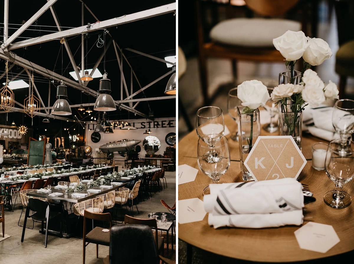 Neutral wedding decor making a statement.