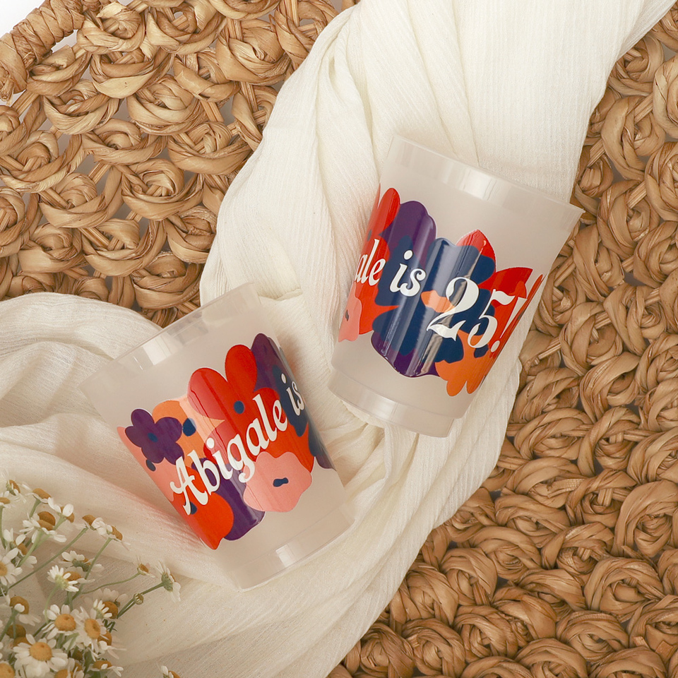 Retro Floral Names Photo Full Color Custom Cup