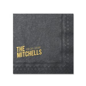 This minimal napkin is perfect for a wedding or entertaining at home. Include your family event and date. 