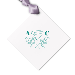The Diamond Letterpress Tag with an amazing graphics with branches and your initials on will give that final touch on your party. Let it leave unforgettable moments!  