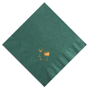 Elevate your table setting with the Sip in Style Dual Glass Napkin, presenting a hand-drawn depiction of both a wine and a martini glass in a contemporary, minimalist fashion. Below the refined design, your initials await personalization in an elegant handwritten font, making this napkin a perfect match for weddings, engagement parties, or chic birthday celebrations.