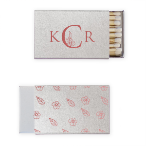 ForYourParty's elegant Shimmer Silver 30 Strike Matchbook with Shiny Rose Quartz Foil can be customized to complement every last detail of your party.
