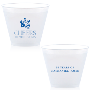 Throw a party to remember with custom barware! Add the guest of honor's name and cheers to many more years with these plastic color cups. Our casual block font and party hat graphics will make these instant party favorites perfect for any birthday.