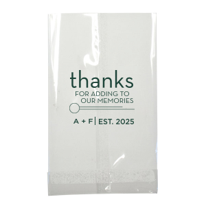 Our beautiful custom Ivory Goodie Bag with Matte Spruce Foil Color has a Circle Flourish graphic and is good for use in Accents themed parties and couldn't be more perfect. It's time to show off your impeccable taste.