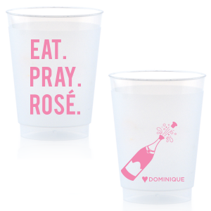 Raise your cup to life’s delicious moments with the Eat. Pray. Rosé. Party Cup. A cheeky twist on the beloved journey of "Eat, Pray, Love," this cup invites guests to savor, reflect, and toast. Perfect for any event that celebrates savoring, soul-searching, and spirited sipping!