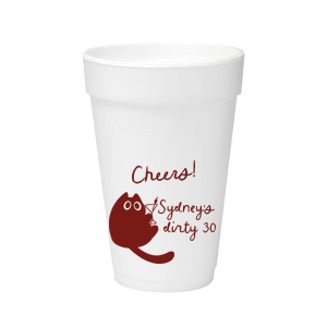 Toast to another fabulous year with the Birthday Cheers Cat Martini Cup, showcasing a cute graphic of a cartoon cat holding a martini glass. Personalize this festive cup with your name, milestone birthday year, and a spirited "Cheers!" in a stylish script font—a purr-fect celebration accessory.