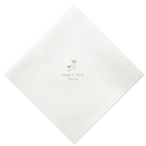 Add a whimsical touch to your wedding celebration with the Toasting Hands Wedding Napkin, showcasing a charming cartoon hand toasting with a glass of wine. Customizable with the couple's names in a sweet script font and the special date in an elegant serif below, this napkin is a perfect blend of fun and sophistication.