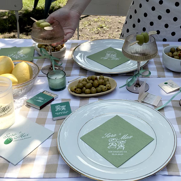  Wedding Glass & Bow Napkin