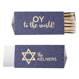Personalized Natural Royal/Lt. Navy Triangle Matchbox with Shiny Sky Blue Foil Color has a Star 1 graphic and is good for use in Jewish Symbol or Star themed parties and will give your party the personalized touch every host desires.