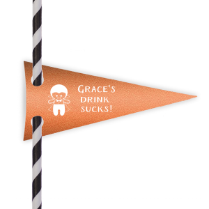 Infuse charm into your drinks with the Vampire Drink Straw Tag. A cute "Count Dracula" stands cheekily beside the phrase "Drink Sucks!" Personalize with the host's name for a fang-tastic touch, making every sip delightfully vampiric and fun!