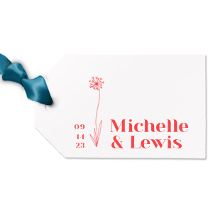 ForYourParty's elegant Stardream Plum Luggage Gift Tag with Shiny Sterling Silver Foil has a Stem Dandelion Flower graphic and is good for use in Floral themed parties and are a must-have for your next event—whatever the celebration!