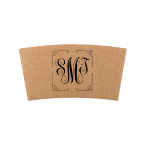 Dazzle guests or clients with the Ornate Border Coffee Sleeve. The stylish and customizable script is perfect for displaying initials with elegance. Create your own design for personal or commercial use.