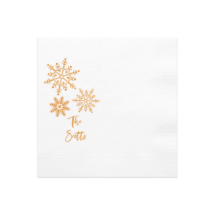 The ever-popular White Luncheon Napkin with Shiny Copper Foil has a Snowflake Cluster graphic and is good for use in Delphine themed parties and will add that special attention to detail that cannot be overlooked.