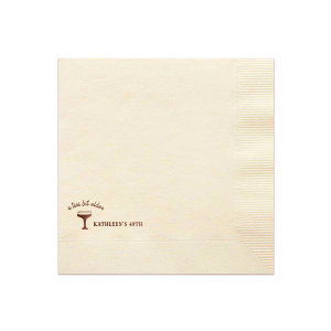 Embrace the whimsy with the A Tini Bit Older Birthday Napkin, featuring a chic, hand-drawn martini glass. The phrase "A tini bit older," scripted above the illustration, brings a playful note to the celebration. Customize beside the glass with your name and the milestone birthday in a classic serif font, adding a personal and stylish twist to your festivities.