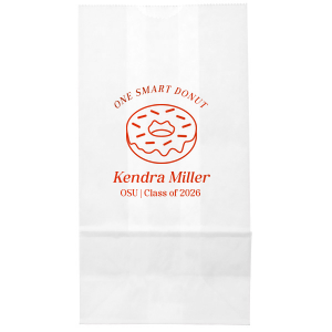 Pack up the celebration with the Clever Donut Grad Bag, tailored with the graduate’s name, school, and graduation year, complemented by a charming donut graphic and the witty phrase “One Smart Donut.” A perfect blend of humor and accolade for their scholastic achievements.