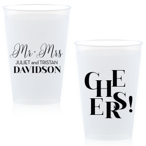 ForYourParty's elegant 14 oz Frost Flex Cup with Matte Black Ink Cup Ink Colors can be personalized to match your party's exact theme and tempo.
