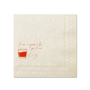 Savor the sentiment of your special day with the Negroni Be You & Me Napkin, adorned with a sleek clipart of a Negroni glass and the playful words "It can negroni be you and me" in a whimsical script. Add a touch of personalization with the couple's initials below, ideal for toasting to love at your wedding, rehearsal dinner, or engagement party.