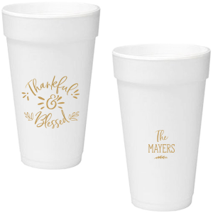 Our custom Gold Ink 20 oz Styrofoam Cup with Gold Ink Cup Ink Colors can't be beat. Showcase your style in every detail of your party's theme!