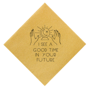 Our custom Metallic Gold Cocktail Napkin with Matte Black Foil is good for use in Trendy, Floral, Organic themed parties and can be customized to complement every last detail of your party.