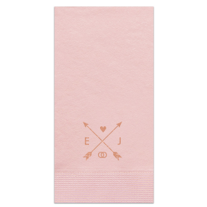 Our custom RECYCLED Ballet Pink Cocktail Napkin with Shiny Rose Gold Foil has a Cross Arrows graphic and is good for use in Whimsy wedding themed parties and will add that special attention to detail that cannot be overlooked.