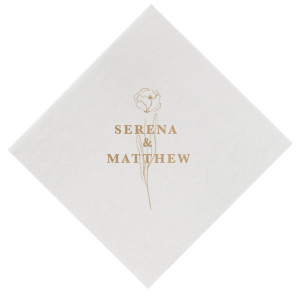 ForYourParty's personalized Woven Stone Woven Cocktail Napkin with Shiny Champagne Foil are a must-have for your next event—whatever the celebration!