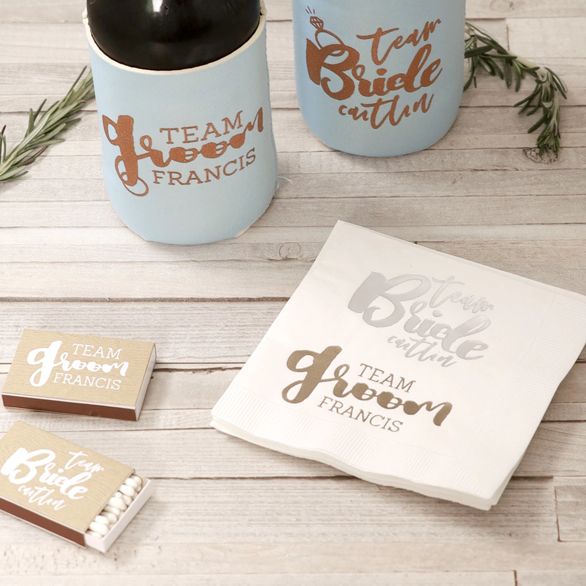 custom designed combined bachelor and bachelorette party accessories