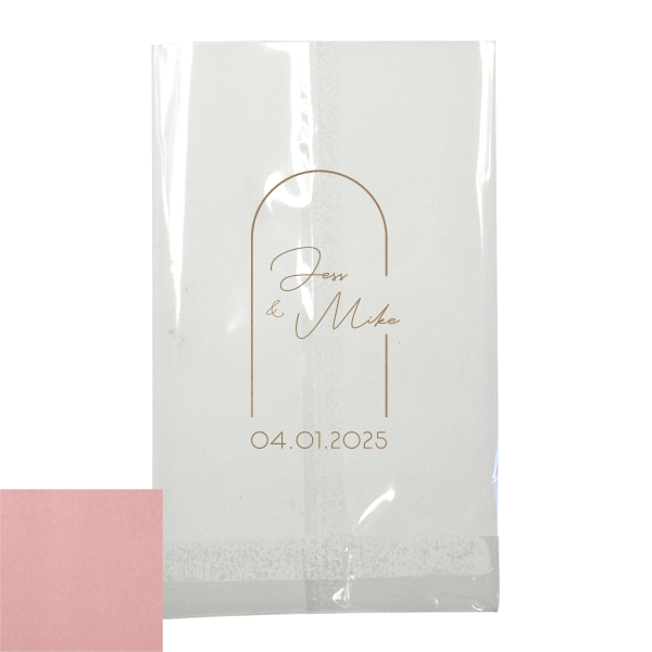 Our custom White Popcorn Bag with Shiny Champagne Foil has a Broken Arch graphic and is good for use for candy, goodies and favors at your wedding and parties and will give your party the personalized touch every host desires.