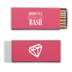 Our personalized Stardream Fuchsia Classic Matchbox with Matte White Foil Color and Shiny Leaf Foil Color has a Diamond graphic and is good for use in Wedding themed parties and will add that special attention to detail that cannot be overlooked.