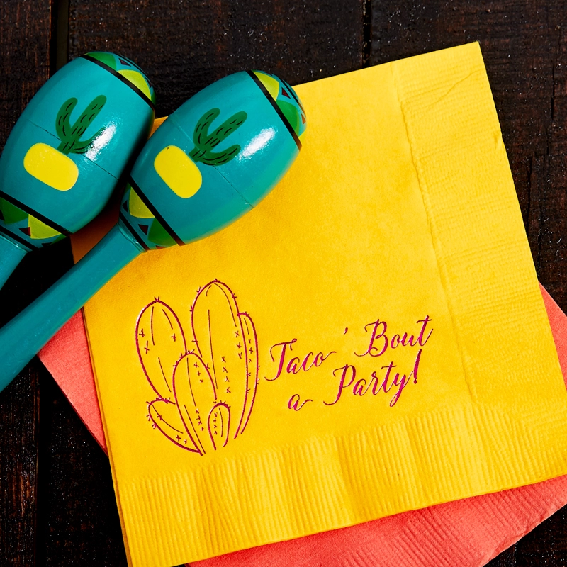 "taco 'bout a party" custom cocktail napkin