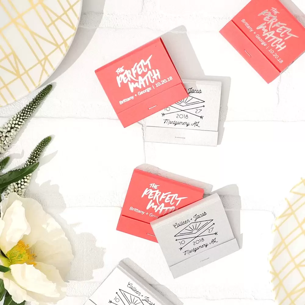 Custom matches are a rehearsal dinner must-have.