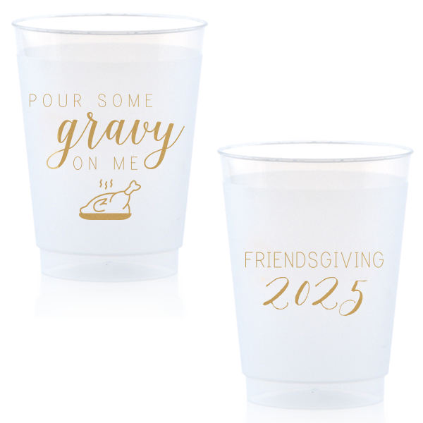 Custom Gold Ink 16 oz Frost Flex Cup with Gold Ink Print Color has a Plated Turkey graphic and is good for use in Food, Thanksgiving themed parties and will add that special attention to detail that cannot be overlooked.