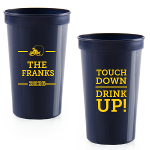 Elevate your game-day experience with the Touchdown Family Name Cup. One side boasts a helmet graphic, crowned by your family name and the season year stacked below. On game day toast to "Touchdown, Drink Up!" with each winning play—perfect for the ultimate football-loving hosts!