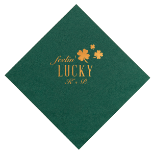 Add a touch of serendipity to your event with the Feelin' Lucky Napkin, dotted with four-leaf clovers alongside 'feelin’ Lucky.' The couple’s initials are a testament to their fortuitous union, as rare and special as the clovers gracing each napkin