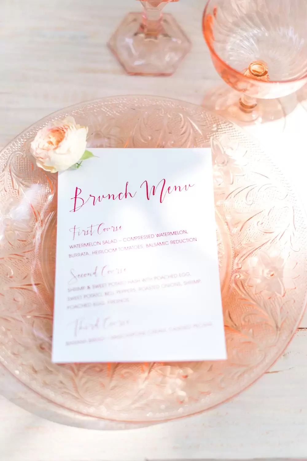 brunch menu for pink girl baby shower