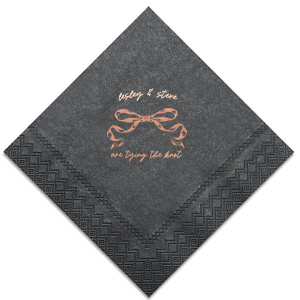 Announce your union with the Nuptial Knot Bow Napkin, featuring a romantic bow graphic and the sweet declaration 'are tying the knot.' Personalize with both your names to add a loving touch to your engagement party or wedding reception.